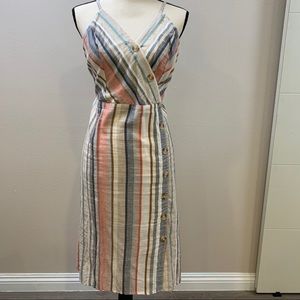 Express striped button front dress size large